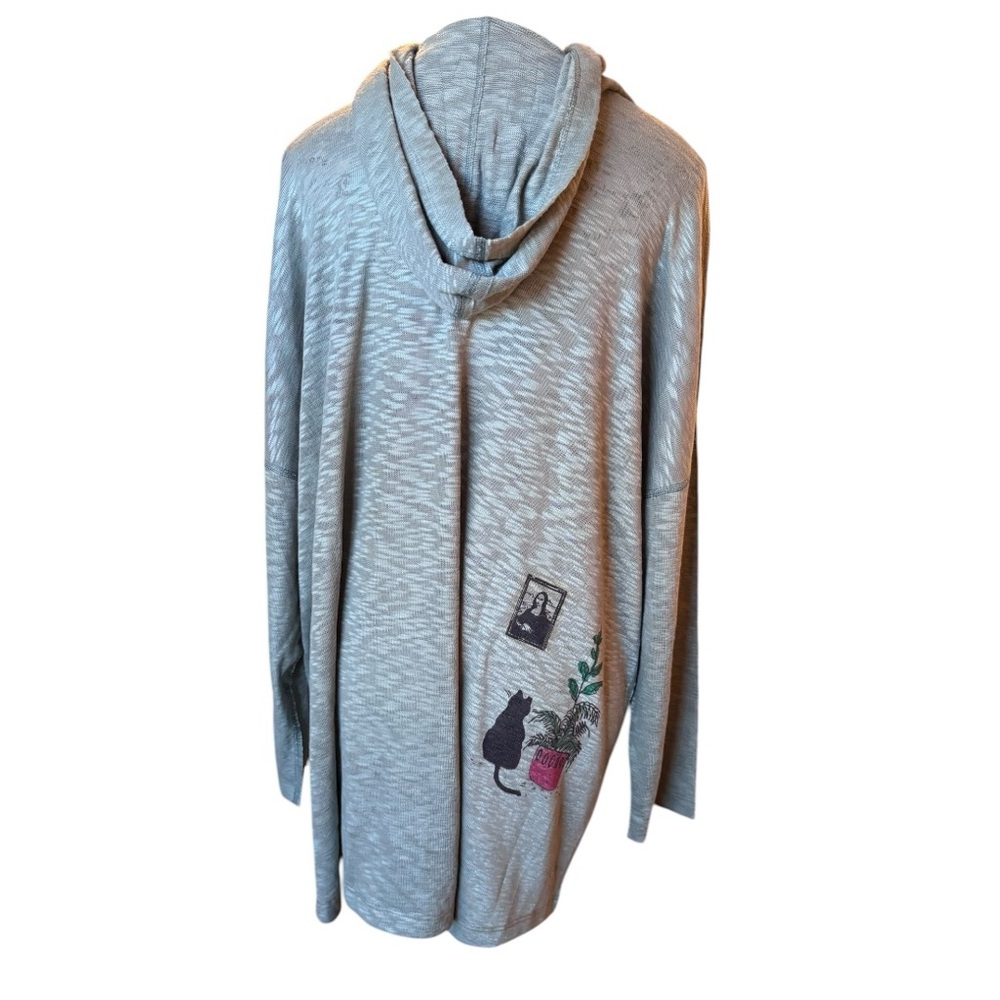INOAH Hoodie Light Green Cat And Lady Size XL - Picture 2 of 8